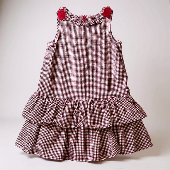 Gymboree Other - Gymboree Girl's Size 6 Dress Houndstooth Red Ruffle‎ Sleeveless Party